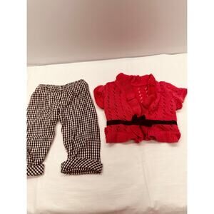 American Girl Bitty Baby Doll Pink Crochet Sweater and Black/White Pant Set RARE